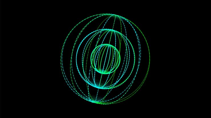 Vector esfera verde abstracta con puntos y líneas de conexión esfera de tecnología de marco de alambre visualización de grandes datos ilustración vectorial