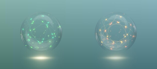 Esferas de energía brillantes