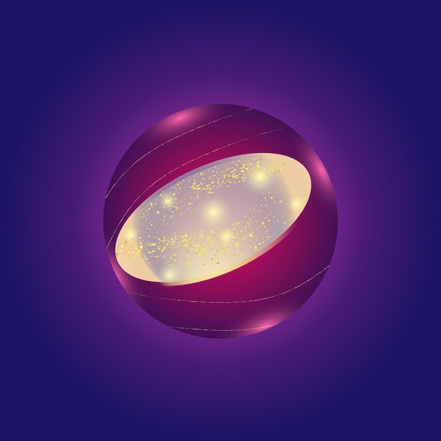 Esferas mágicas de esfera de malla 3d con bolas de energía de destellos brillantes