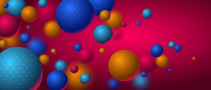 Vector esferas punteadas abstractas composición de fondo vectorial de bolas voladoras decoradas con puntos 3d globos realistas mixtos efecto de profundidad de campo realista