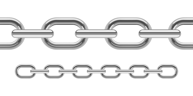 Vector eslabón de cadena de acero inoxidable cromado realista