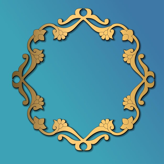 Eslimi Arte iraní Tazhib Árabe Vector islámico Motivo de oro Fondo de gradiente azul