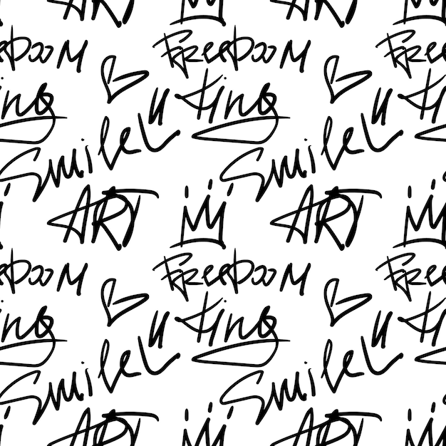 Eslogan de pared de graffiti de arte callejero hipster de tipografía urbana sin costuras