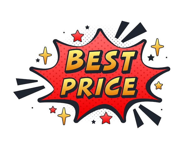 Eslogan publicitario de descuento al mejor precio al estilo de los cómics
