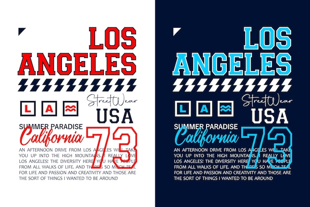 Eslogan tipográfico de Los Ángeles para camisetas estampadas