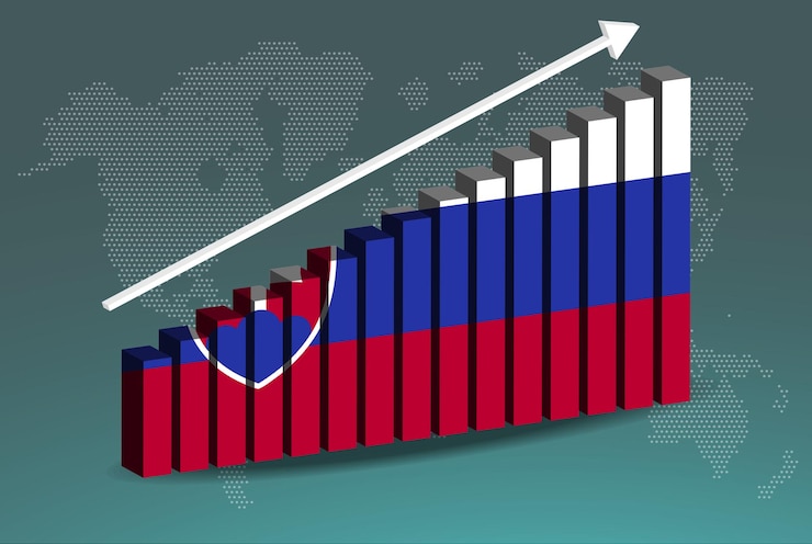 Vector eslovaquia 3d gráfico de barras gráfico vector flecha ascendente hacia arriba en el concepto de estadísticas de países de datos