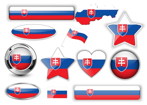Eslovaquia Eslovaquia bandera botones gran colección ilustración vectorial de alta calidad