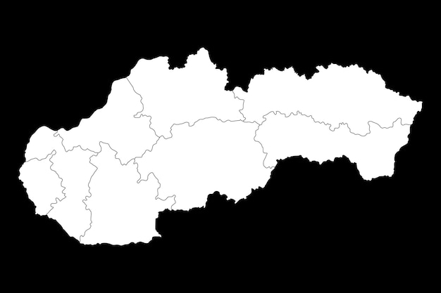 Vector eslovaquia mapa con regiones ilustración vectorial