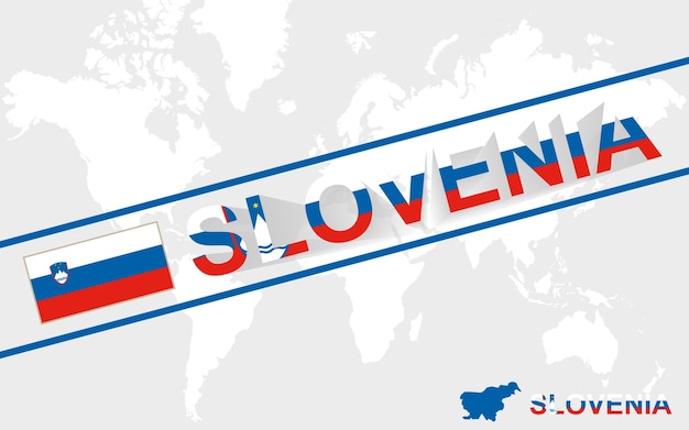 Eslovenia mapa bandera y texto ilustración