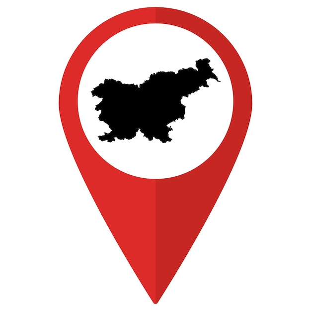 Eslovenia Mapa de Eslovenia en el mapa icono pin color rojo aislado