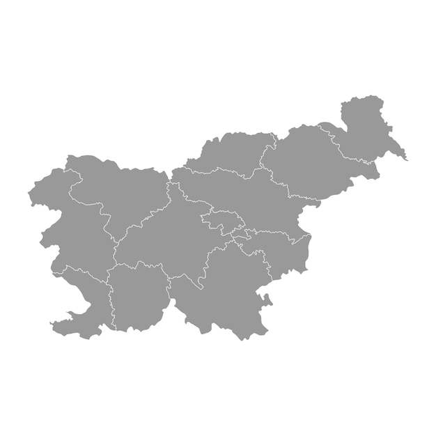 Eslovenia mapa gris con regiones ilustración vectorial