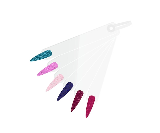 Esmalte de uñas en diferentes colores Consejos de esmalte de gel Ilustración vectorial Consejos de esmalte de uñas en diferentes colores