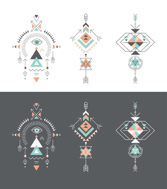 Esotérico, alquimia, geometría sagrada, elementos tribales y aztecas