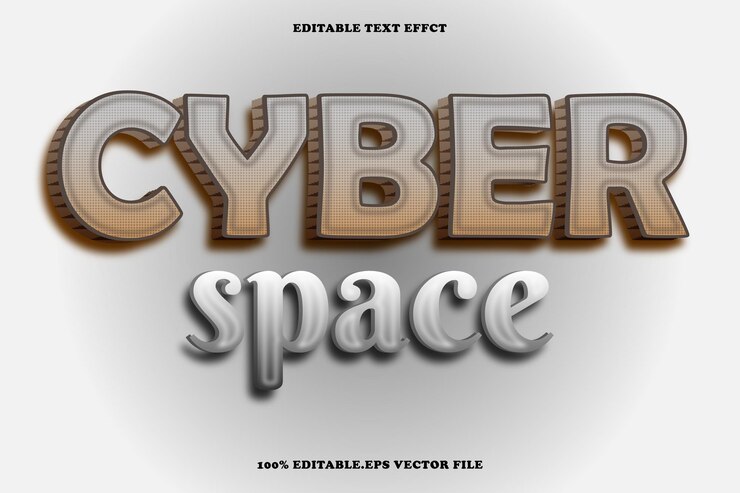 Vector espacio cibernético efecto de texto editable estilo de gradiente de relieve 3d