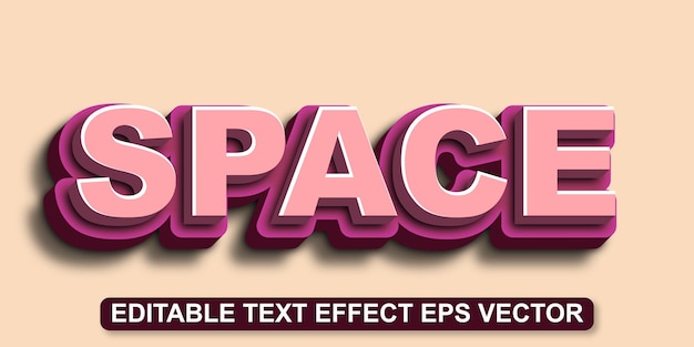 Espacio de color rosa con efecto de texto 3D editable vector eps