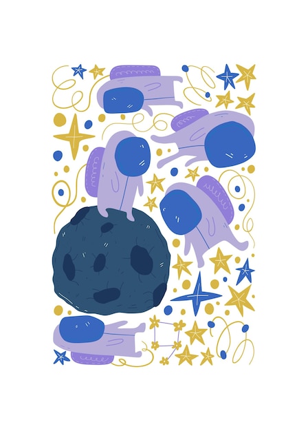 El espacio y el cosmos elementos abstractos la astronomía y la composición estelar moderno de moda Matisse mínimo.
