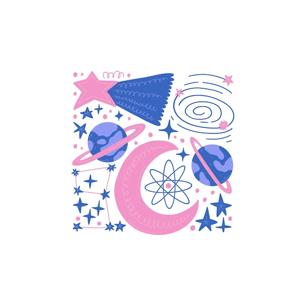 El espacio y el cosmos elementos abstractos la astronomía y la composición estelar moderno de moda Matisse mínimo.