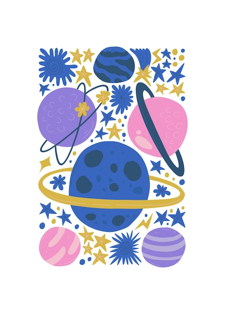 Vector el espacio y el cosmos elementos abstractos la astronomía y la composición estelar moderno de moda matisse mínimo.