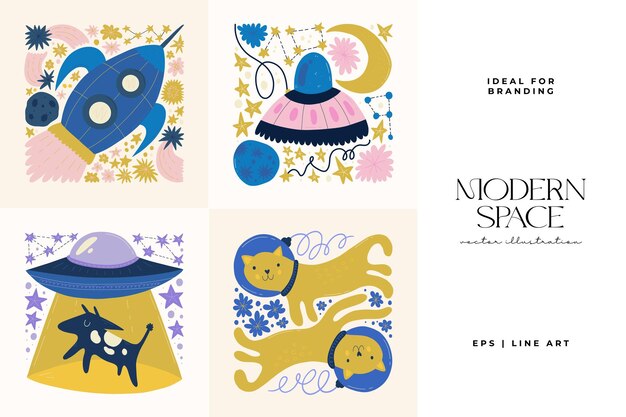 El espacio y el cosmos elementos abstractos Astronomía y composición estelar moderno de moda Matisse