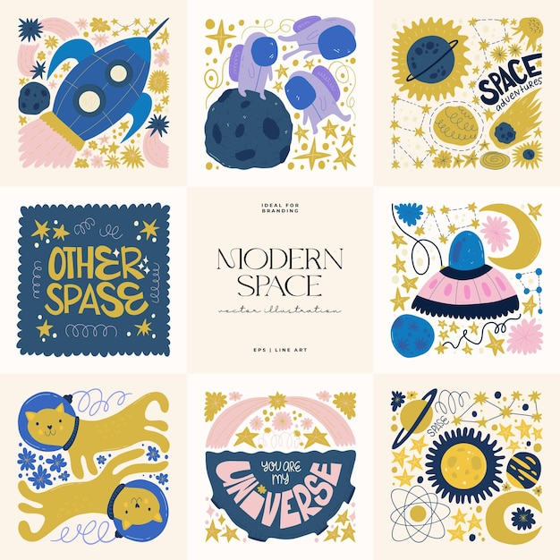 El espacio y el cosmos elementos abstractos Astronomía y composición estelar moderno de moda Matisse
