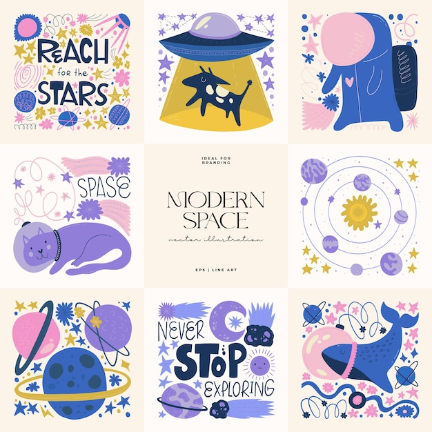 El espacio y el cosmos elementos abstractos Astronomía y composición estelar moderno de moda Matisse