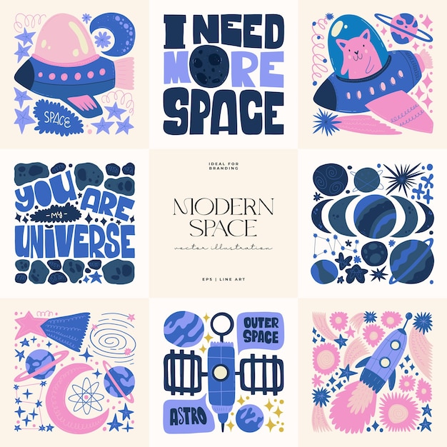 El espacio y el cosmos elementos abstractos Astronomía y composición estelar moderno de moda Matisse