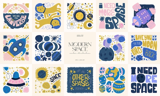 El espacio y el cosmos elementos abstractos Astronomía y composición estelar moderno de moda Matisse