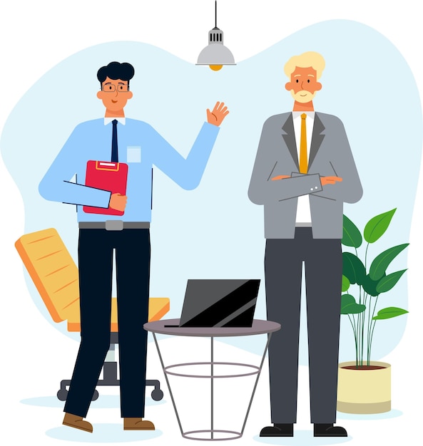 Espacio de coworking de doble equipo dibujado a mano plana