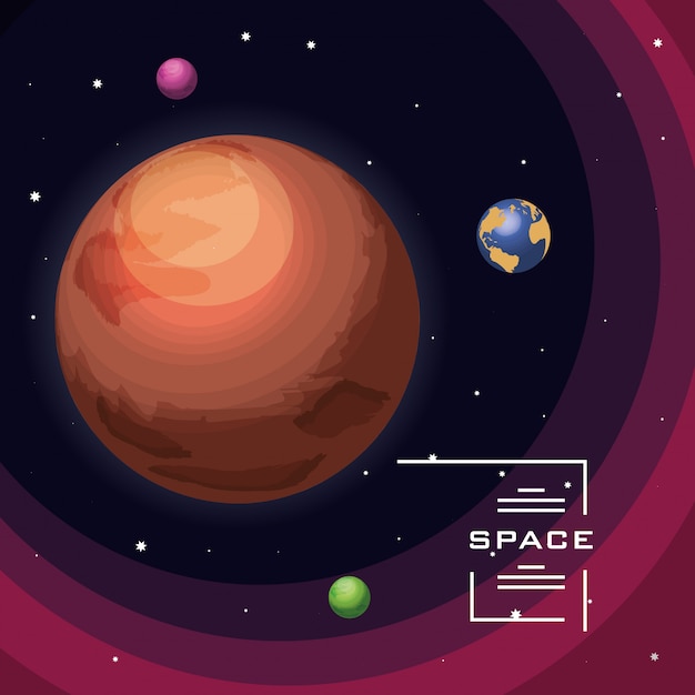 Espacio con la escena del universo planeta Marte