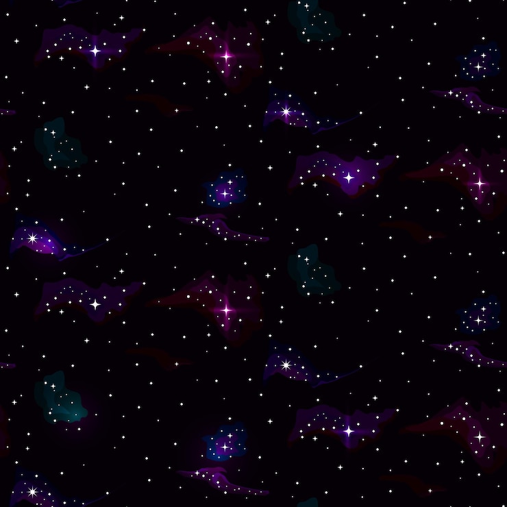 Vector espacio estrellas fondo galaxia de patrones sin fisuras aislado sobre fondo azul