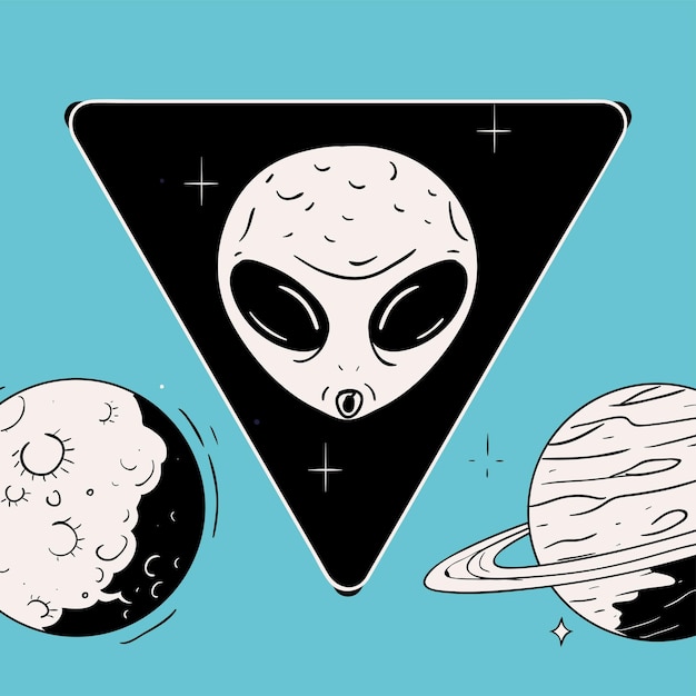 Vector espacio extraterrestre y planeta retro