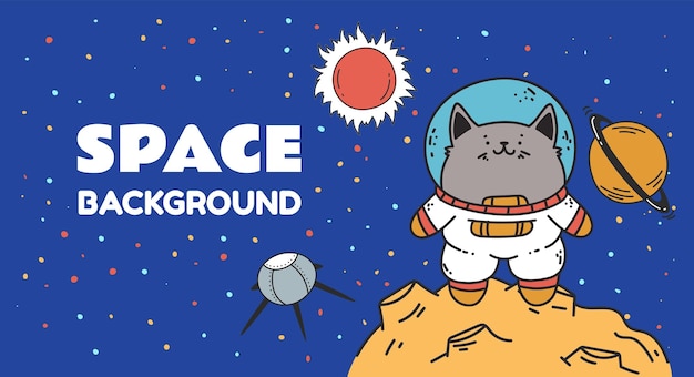 El espacio, la galaxia, el planeta, el universo, el astronauta, el concepto de fondo, la ilustración de diseño gráfico plano.