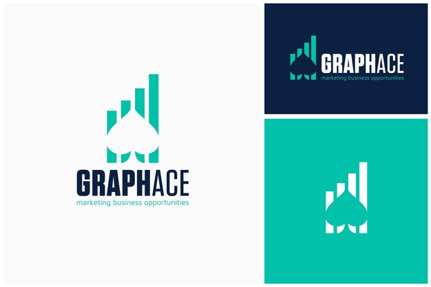 Espacio negativo as pica con barras de gráficos de diagramas estadísticos mercadeo financiero logotipo de ganancias de negocios