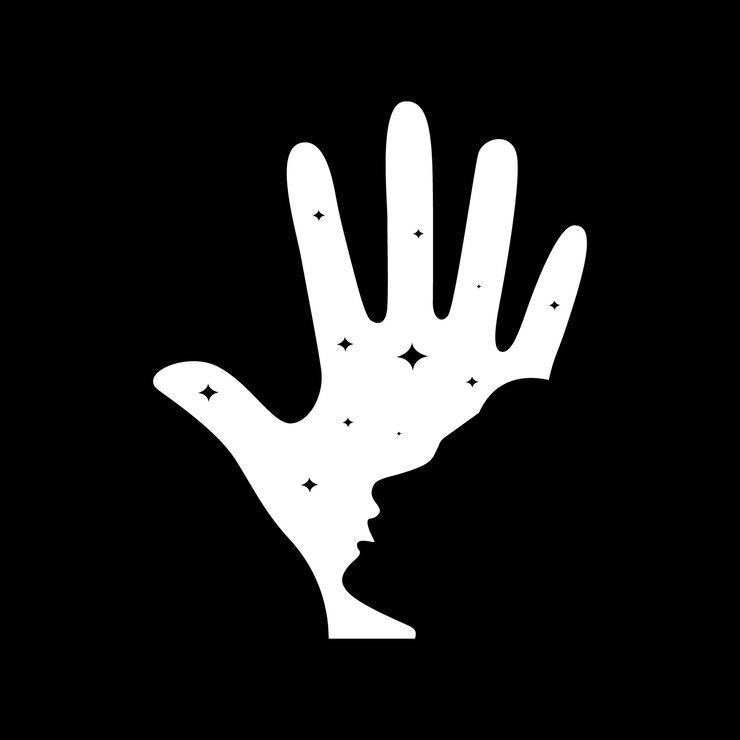 Vector espacio negativo humano con mano esperanza noche logo diseño vector icono ilustración plantilla