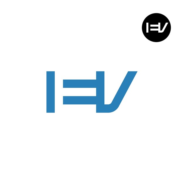 Espacio negativo de la letra del logotipo IEV