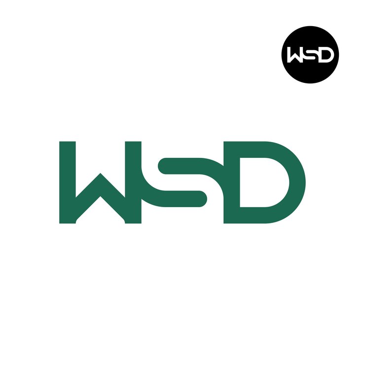 Vector el espacio negativo de la letra del logotipo wsd