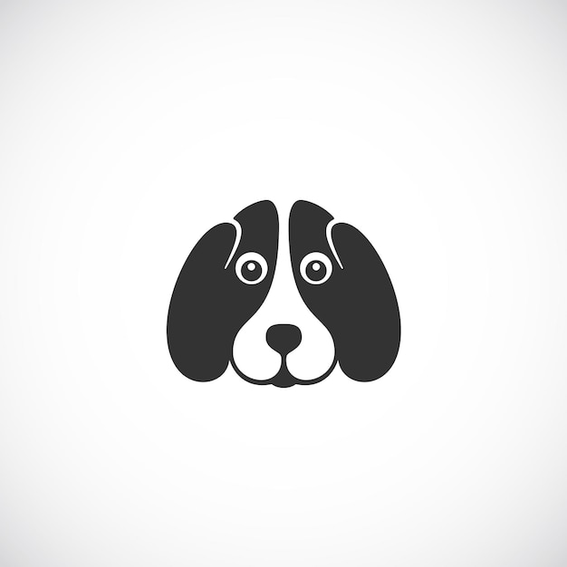 Espacio negativo perro vector signo emblema o plantilla de logotipo linda cara de beagle en concepto de estilo plano bueno para programas de cuidado de mascotas tiendas y tiendas aisladas