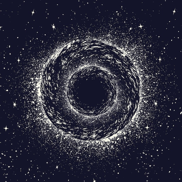 Vector el espacio oscuro grunge con agujeros negros