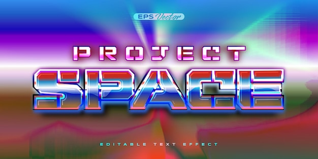 Espacio de proyecto de efecto de texto editable Y2K brillante retro