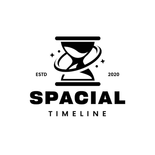 Vector espacio reloj de arena tiempo logo negro