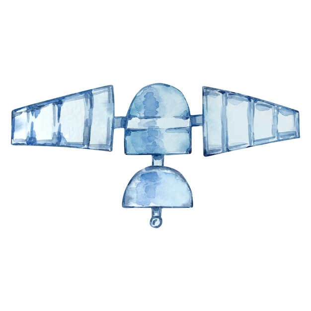 Vector el espacio de satélite azul acuarela