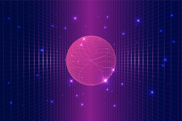 Espacio tecnológico y virtual Ilustración vectorial del planeta en dimensión metaverso Mundo digital realidad virtual