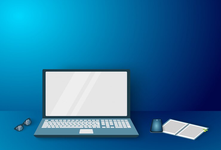 Vector espacio de trabajo de negocios, dispositivos para hombre de negocios en el escritorio.