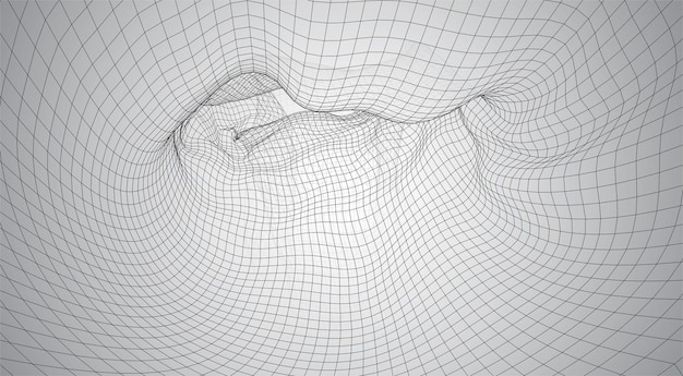 Espacio vectorial 3d de mallas poligonales cuadradas, forma abstracta sobre un fondo blanco