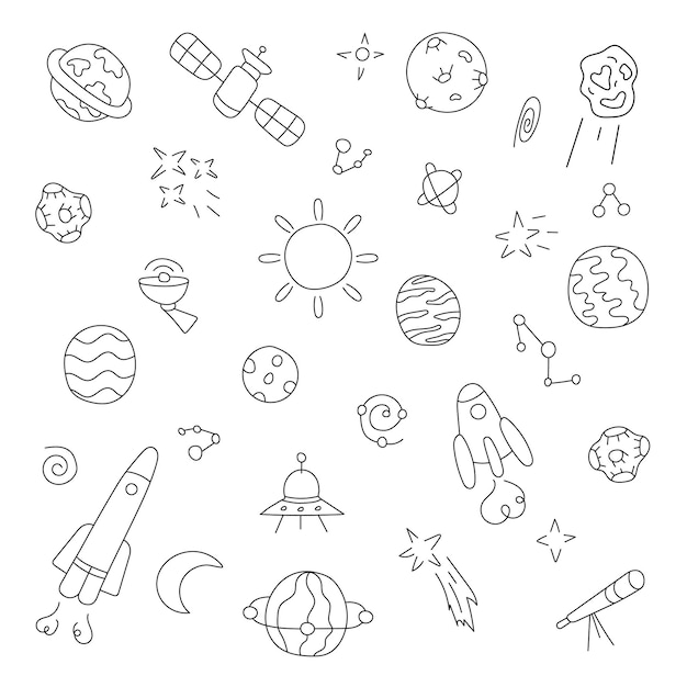 EspacioConjunto de ilustraciones vectoriales aisladas