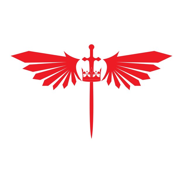Espada con alas y rey imagen vectorial