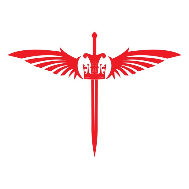 Espada con alas y rey imagen vectorial
