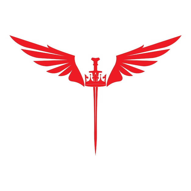 Espada con alas y rey imagen vectorial