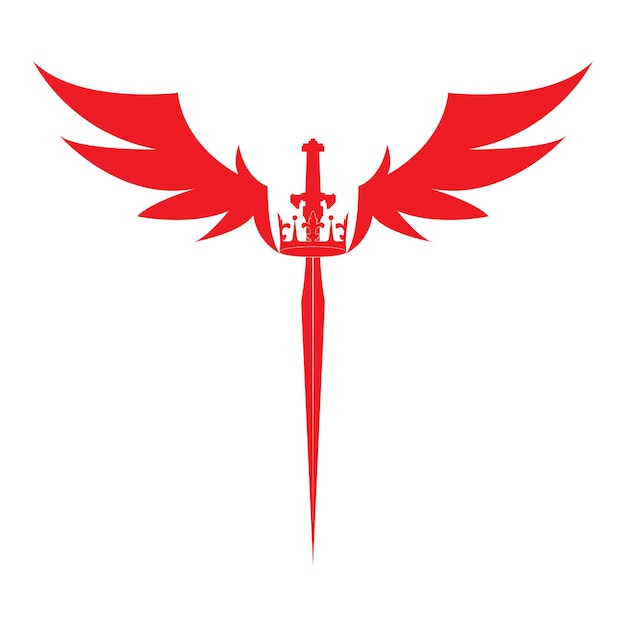Espada con alas y rey imagen vectorial