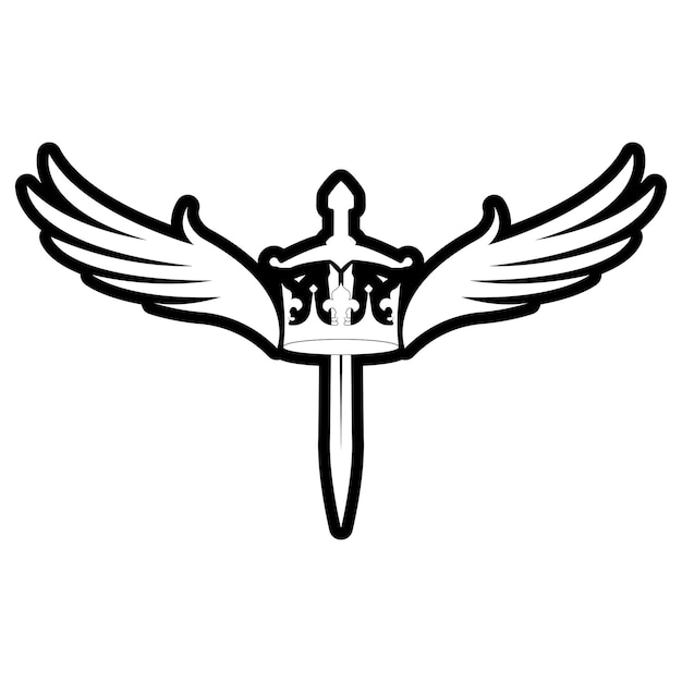 Espada con alas y rey imagen vectorial
